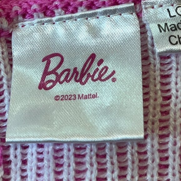 Classic BARBIE Mattel 2023 Pink Fall Winter Christmas Holiday Sweater -NWOT - L - Picture 7 of 11